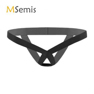 Mens Lingerie See Through Underwear Low Waist Elastic Thongs Briefs Jockstrap Hollow Out T-back Open Butt Panties Underpants