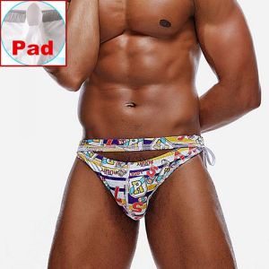 Men 's Push Up Swimwear Underwear Swim Bikini Thong Briefs Sexy Cutout Tie Side Pouch Pad Swimsuits Surf Trunks Shorts Beachw