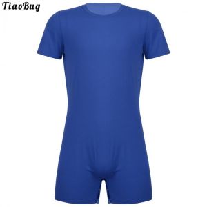 TiaoBug Summer Men One-Piece Swimming Bathing Rompers Round Neck Short Sleeve Sports Exercise Running Casual Jumpsuit Bodysuit
