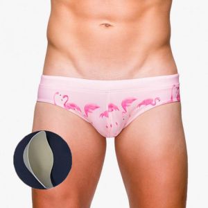 Pink Flamingo Print 2020 Swimsuit Men Swimwear Sexy Push Up Pad Mens Swimming Shorts Summer Beach zwembroek heren Gay Swimwear