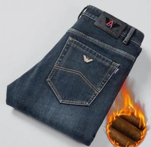 AAA+ Quality Fleece Thick keep Warm Men's Winter Jeans Stretch Slim Straight Leg Pants