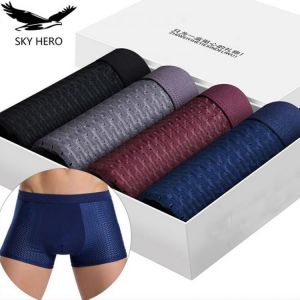 4pcs/Lot Men's Panties Male Underpants Man Pack Shorts Boxers Underwear Slip Homme Calzoncillos Bamboo Hole Large Size 5XL6XL