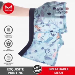 MiiOW 4Pcs Polyester Man Underwear Boxer Men's Panties Mesh Quick Dry Print Innerwear Sexy Men Underpants Boxers Shorts Short