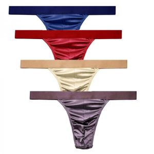 Mierside #0806 4Pcs/Bag Men's Low Waist T-Back G-String&Briefs Bulge Pouch Breathable Panties Large Size Lot Soft Underpa