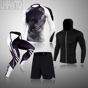 Top Men's Clothing Thermal Underwear Fitness Training Compression Tights Running Shirts Sweatshirt Man Leggings Rashgard male