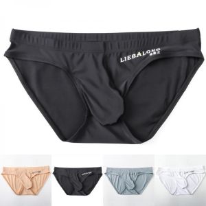 Men's Underwear Briefs Bulge Big Penis Pouch Men Briefs Enhance Sexy Seamless Ice Silk Male Panties Low Rise Underpants linge