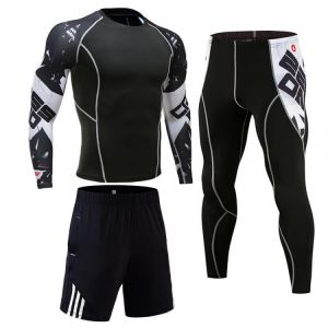 Winter Thermal Underwear Sets Men Tracksuit compression MMA rashgard male Gym jogging suit Sports suit Fleece long johns