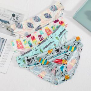 Men's Underwear Cartoon Printed Panties Man  U Convex Design Briefs Soft Silky Men Underpants Trend Seamless Man Panties