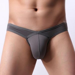 Men Sexy Low Rise Bulge Pouch Briefs Breathable Mesh Underpants Underwear Bikini G-String Thong panties Men's Lingerie