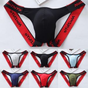 2021 Men's Sexy Breathable Briefs Thongs Low Waist U Convex Cotton + Spandex Underwear Underpants Exotic Apparel 6 Colors L-2