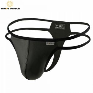 BRAVE PERSON 2021 New Men Briefs Sexy Underwear Men Thongs  Imitation Leather Fabric Innovative Design Man Underpants