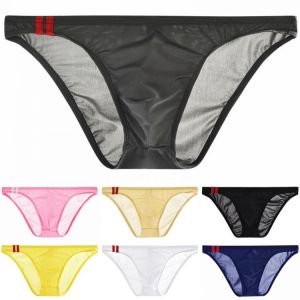 Hot Men's Sexy Breathable Underwear Ice Silk Men Briefs Seamless Panties Men Bikini Solid Low Waist Men Soft Lingerie Underpa