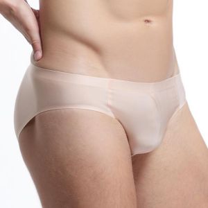 Underwear Men Seamless Briefs Shorts Ice Silk Panties Man Solid Transparent Pouch Underpants Cueca XL
