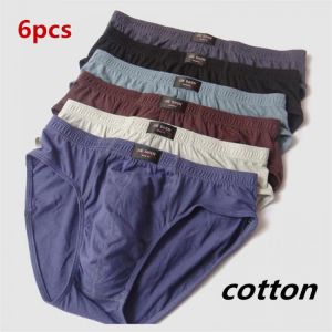 6pcs/lot New Men's Cotton Underwear Breathable Underwear Large Size M-5XL 100% Cotton Solid Color Men's Sexy Triangle Un