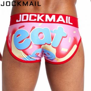 Jockmail JJ Men Underwear Sexy Lingerie Cartoon Print Briefs Gay Sissy Jockstraps Calzoncillos Hombre Slip Silk Breathable