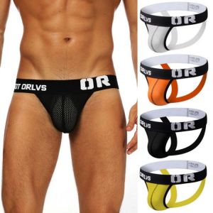 Sexy Mens Mesh sports Briefs backless jockstrap underwear lingerie Plus size 2XL Underwear