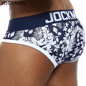 JOCKMAIL Brand Men Underwear Men's Sexy Print Briefs bulge pouch men bikini jockstrap Low waist breathable cotton gay underwe