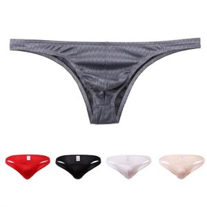 Men's Sexy Elastic Briefs Silkly Breathable Seamless Underwear Men U Convex Pouch Underpants Bikini Panties