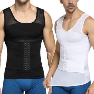 all in one place בגדי גברים Men Shapewear Hook Eye Closure Adjustable Tummy Control Vest Waist Trainer Slimming Abdomen Tank Top Breathable Mesh Body Shaper