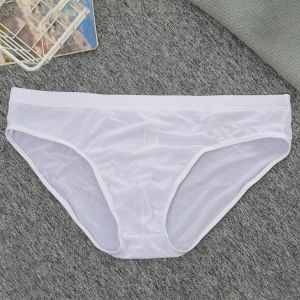 Men's Briefs Seamless Ice Silk Breathable Transparent Ultra-thin Underpants Sexy Men Pantie Elastic Underwear bottom shorts p