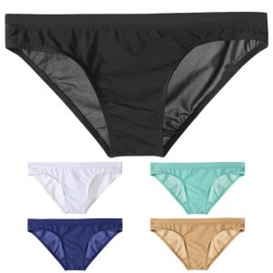Men's Sexy Underwear Low Waist Ice Silk Men Briefs Translucent Bikini Skinny Breathable Briefs Man Srting Man Underpants