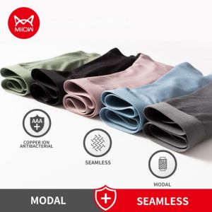 MiiOW 3Pcs Modal Men Underwear Boxer Shorts Seamless No Trace Comfort Underpants Man Boxershorts L-5XL Plus Size Male Panties