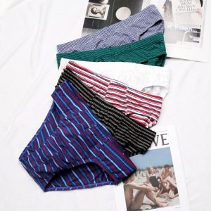 5pack cotton men's briefs 2021 new stripes men's underwear soft men panties plus size XXL breathable men's briefs