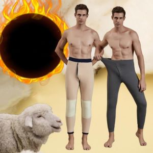Winter Men Thermal Underwear Bottoms Male Leggings Thermos Pants Male Warm Wool Thicken Long Johns Underwear Men's Warm Pants
