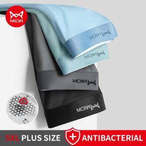 MiiOW HuiTao 4Pcs Men Boxer Shorts Graphene Antibacterial Ice Silk Underwear Man Boxershorts Seamless Breathable Male Panties