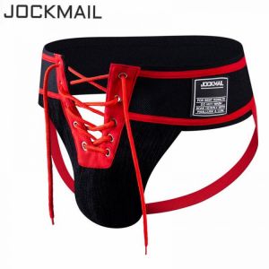 Jockmail Sexy Men Underwear Briefs Jockstrap Bare Buttocks Panties Gay Male Panties Shorts Bulging Bag Soft Underpants Cueca