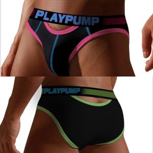 8Style PLAYPUMP New Hollow Men Underwear Brief Cotton Sexy Men's Panties Briefs Gay Breathable Soft Mens Under Wear Jockstrap