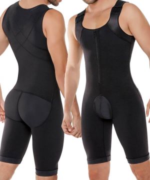 Men's Shapewear Bodysuit Tummy Control Compression Slimming Full Body Shaper Workout Abs Abdomen Underwear Plus Size Open Cro
