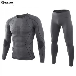 ESDY New Winter Quality Fitness Thermal Underwear Sets Men Tight Compression  Sweat Quick Drying Thermo Underwear Male Clothing