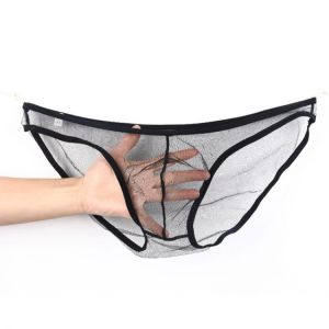 See Through Underwear Men's Sexy Low Waist Ultra-Thin Mesh Transparent Underwear Large Size Briefs Mens Underwear Exotic