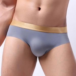 Men's Sexy Ice Silk  Briefs U Convex Tight ElasticMiddle Waisted Underwear Ice Silk Seamless Men's Briefs male bottom sh