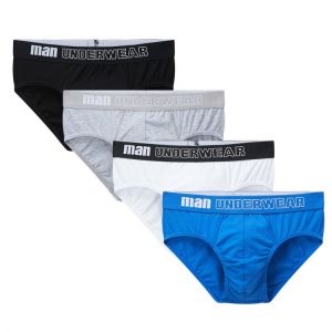 4 Pcs Solid Men's Panties Cotton Sexy Men Underwear Comfortable Men's briefs Jockstrap Man Undrewear Sexy Lingerie Men C