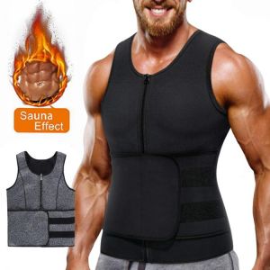 Corset Mens Slimming Belt Fitness Neoprene Sauna Suit for Men Waist Trainer Vest Zipper Body Shaper with Adjustable Tank Top