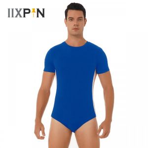 Men Male Body Suit Summer Breathable Bodysuit Nightwear Casual Press Buttons at Crotch Jumpsuits Sport Fitness Leotard Clubwear