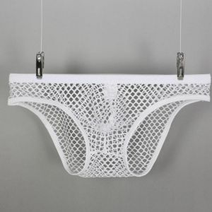 Sexy Men's Underwear Transparent Briefs Comfortable Breathable Mesh Underpants Front Convex See Through Mens Briefs Elastic B