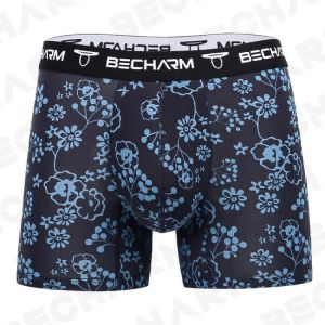 BeCharm Men's Underpants Boxers Shorts Printing Sexy Panties Male Briefs Set Boxer Men Cotton Plus Size Comfortable for Sport