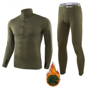 Thermal Underwear Sets Men Quick Drying Anti-microbial Stretch Thermo Compression Fleece Sweat Fitness Warm Long Johns
