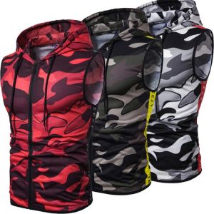 Fashion Men's Sleeveless Camouflage Zipper Hooded Vest