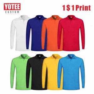 YOTEE2020 New Breathable Cheap Long Sleeve Polo Shirt Personal Group Custom Embroidery Men's Long Sleeve Polo Shirt Cheap
