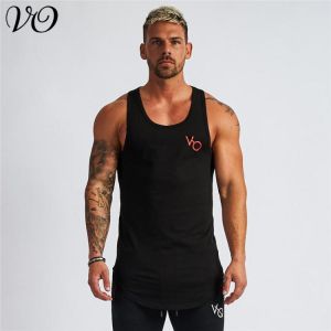 Summer gyms cotton men's sportswear jogger streetwear casual vest printing fashion brand men's clothing