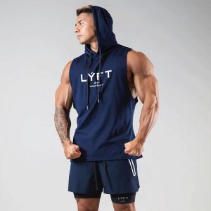 Mens Bodybuilding Hooded Tank Top Cotton sleeveless Vest Summer Gyms Fitness Workout Casual Fashion Brand Tops Clothing
