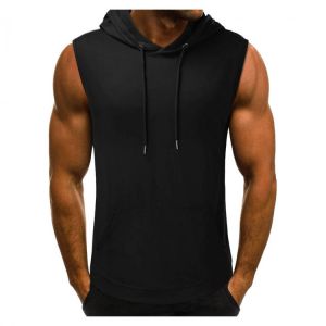 Men Hoodies Tank Top Fashion Sleeveless Tactical Gym Sports Slim Male Vest Bodybuilding Hooded  Streetwear Workout Men Tank Top