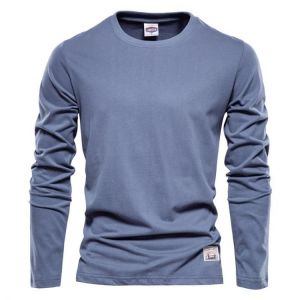 100% Cotton Long Sleeve T shirt For Men Solid Spring Casual Mens T-shirts High Quality Male Tops Classic Clothes Men's T-shir