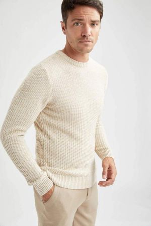 DeFacto Winter Man Tricot Crew Neck Slim Fit Knitwear Sweater Jumper Pullover Warm Casual Fashion New Season-R1175AZ21WN