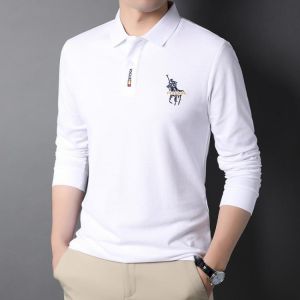 Fall New Men's Lapel Long-sleeved Polo Shirt Fashion Embroidery Spring And Autumn Thin Bottoming Shirt Casual Loose Oversized