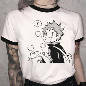 Unisex Japanese Anime Oya Oya Oya Haikyuu T Shirt Men Summer Tops Kuroo Cartoon T-shirt Karasuno Kawaii Cute Graphic Tees Male